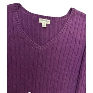 St Johns Bay Women's Purple Cable Knit‎ V Neck Sweater Plus Size 3X